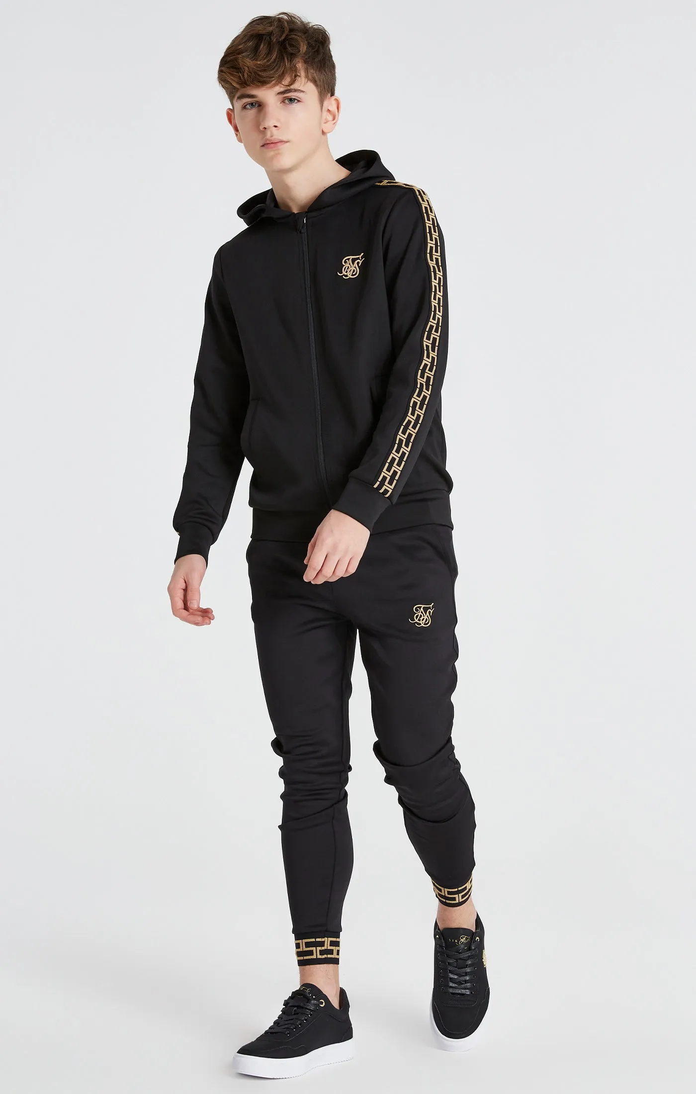 Boys Black Taped Cuffed Jogger sold by Siksilk product image thumbnail 4