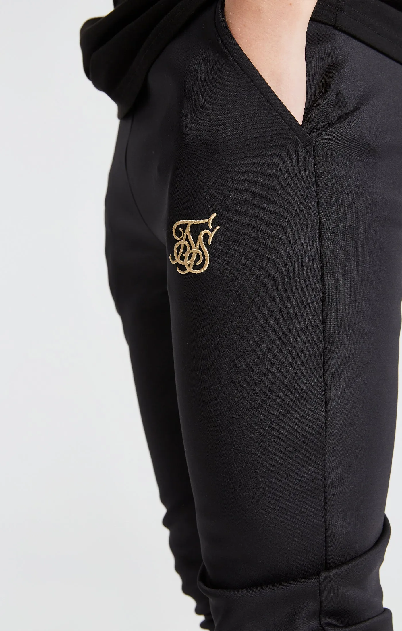 Boys Black Taped Cuffed Jogger sold by Siksilk product image thumbnail 3