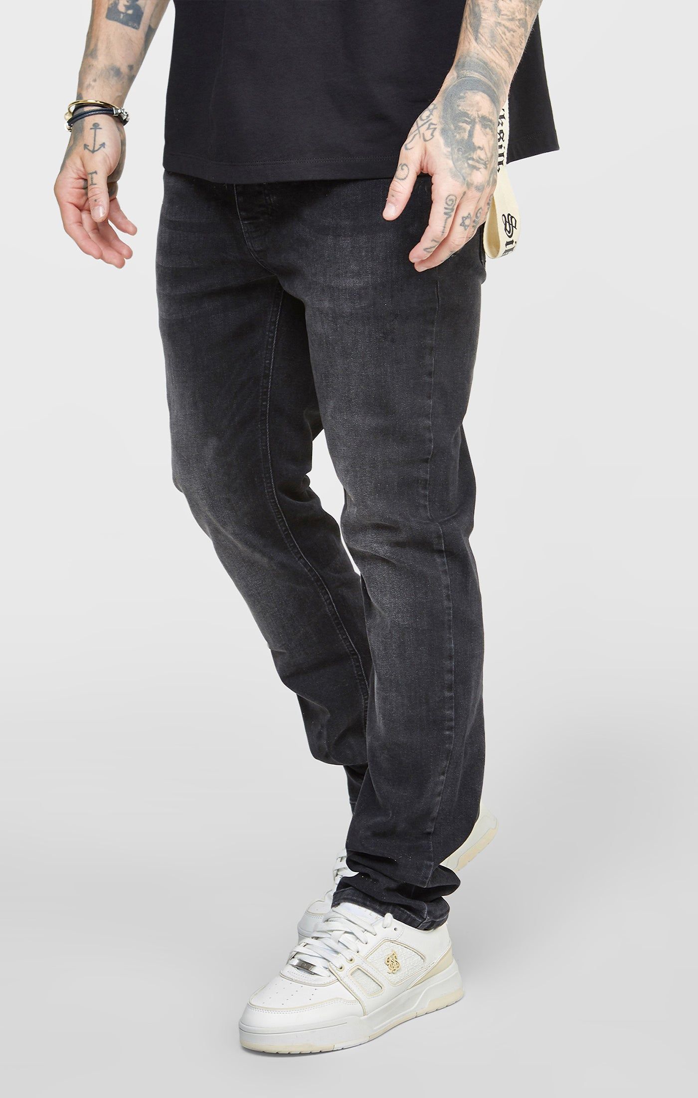 Washed Black Slim Fit Denims sold by Siksilk