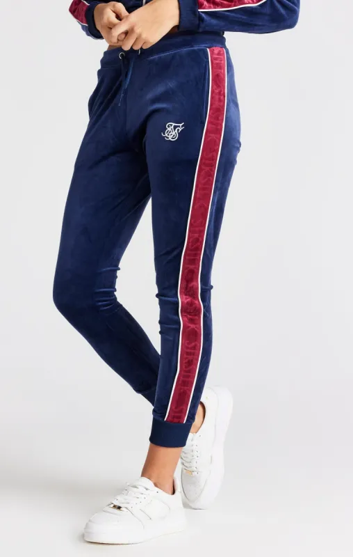 Girls Navy Velour Track Pant sold by Siksilk