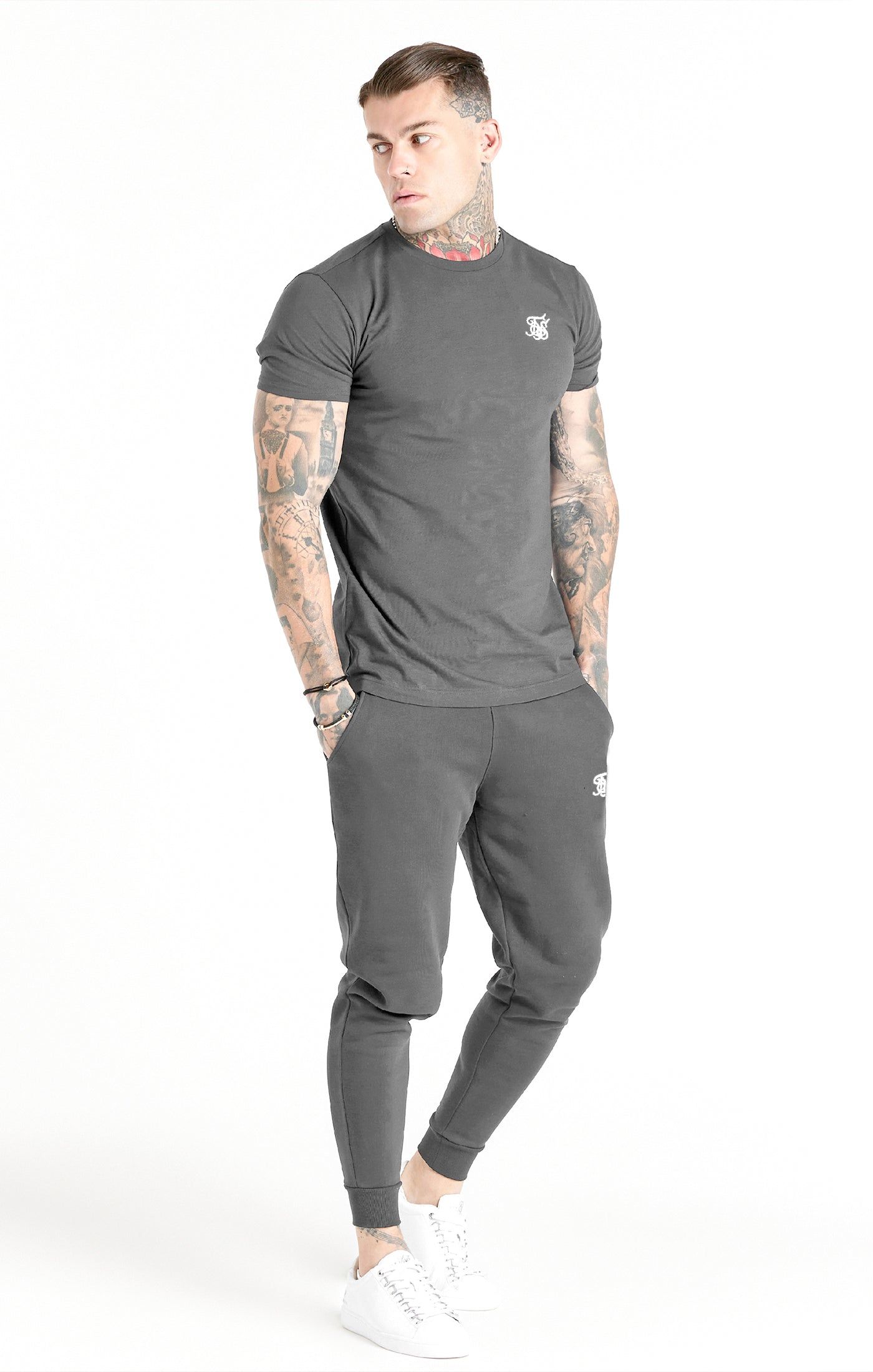 Grey Muscle Fit T-Shirt sold by Siksilk product image thumbnail 3