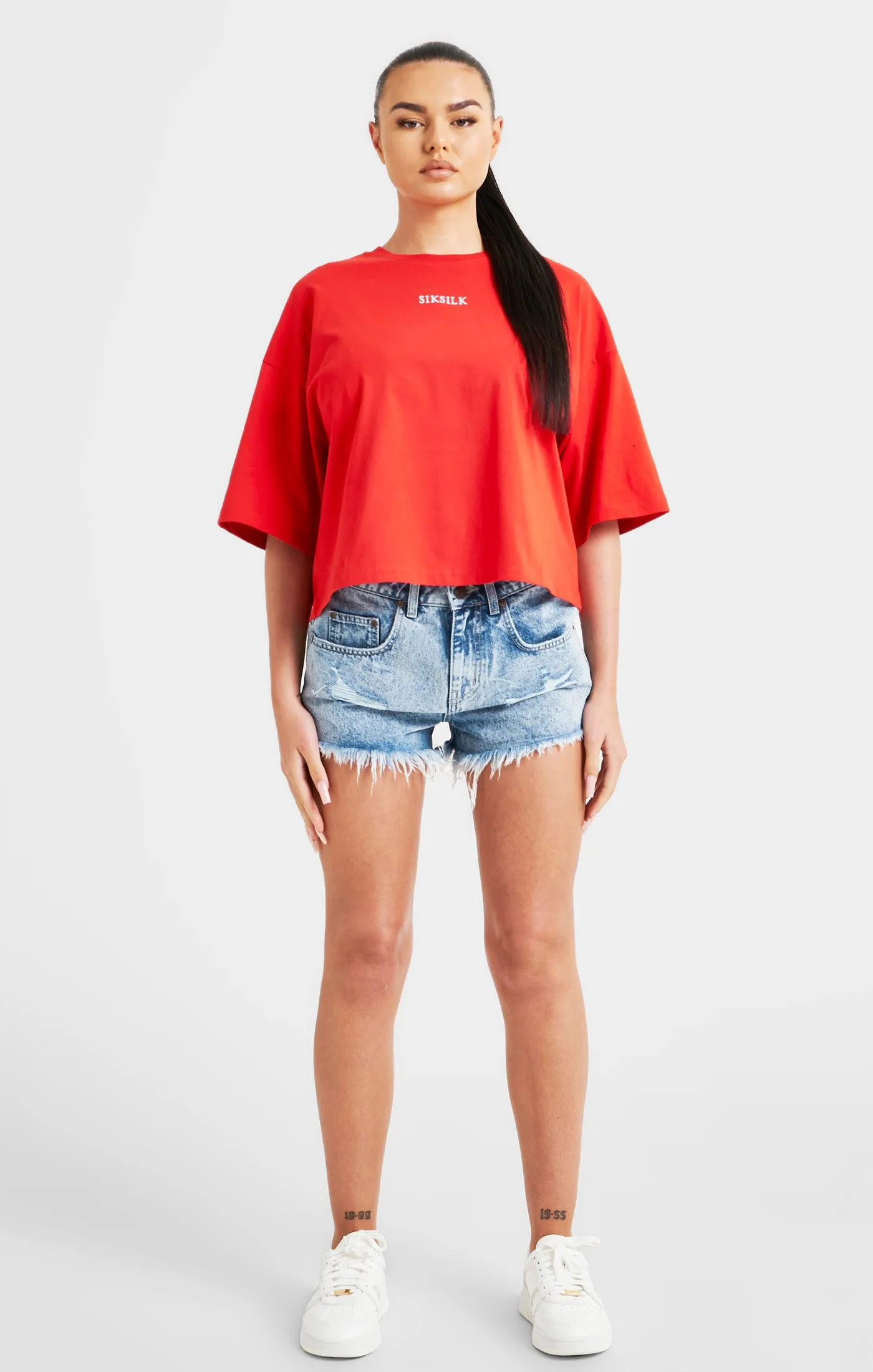 Red Branded Crop T-Shirt sold by Siksilk product image thumbnail 5