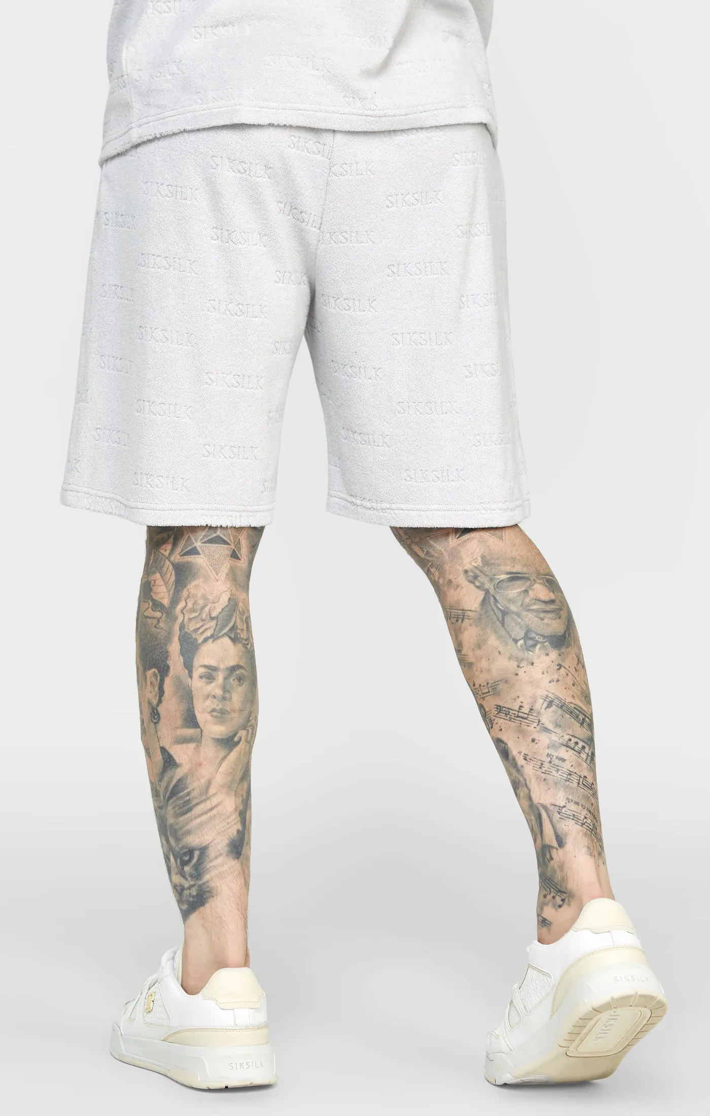 Grey Repeat Logo Towelling Short sold by Siksilk product image thumbnail 4