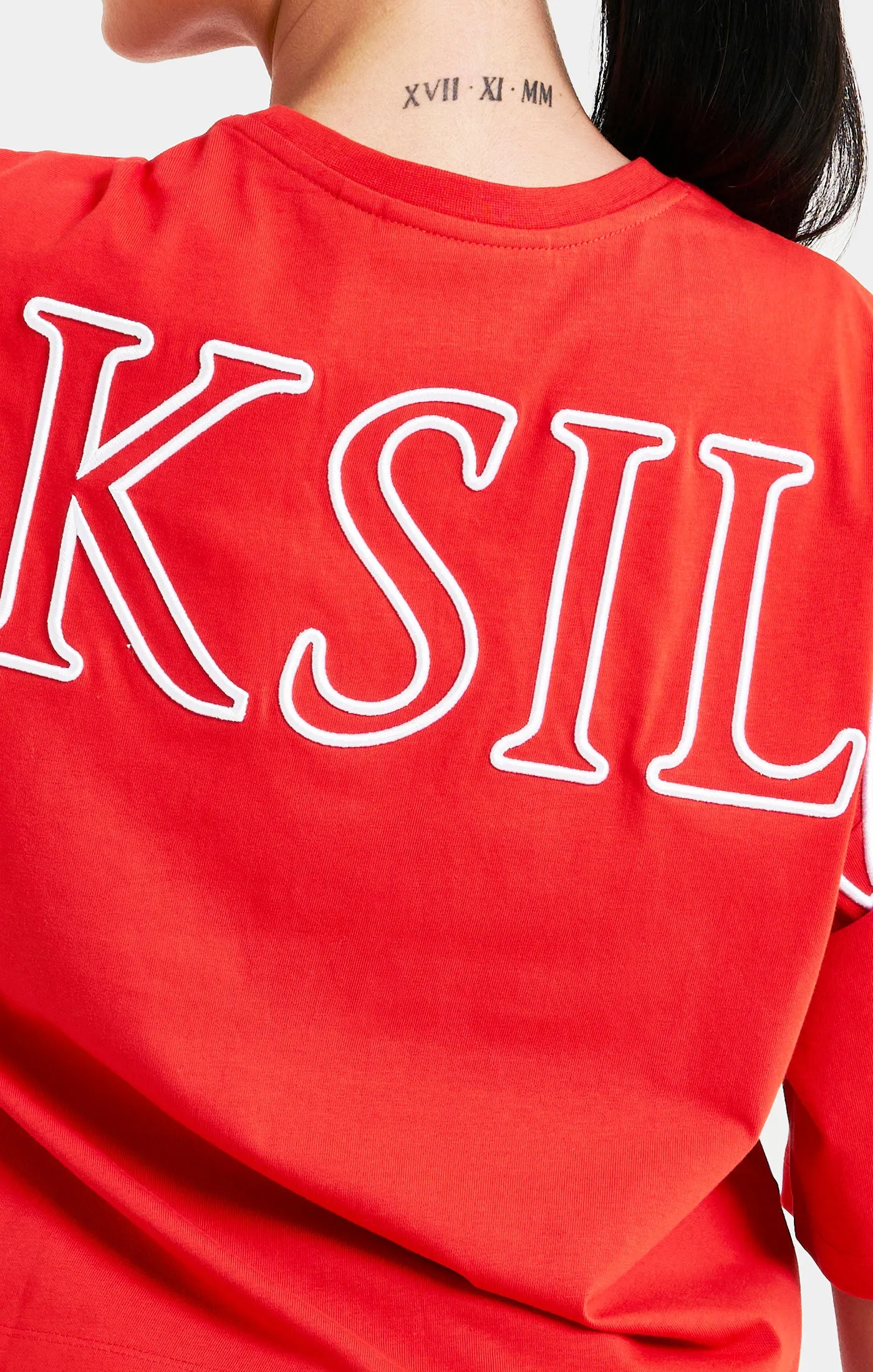 Red Branded Crop T-Shirt sold by Siksilk product image thumbnail 3