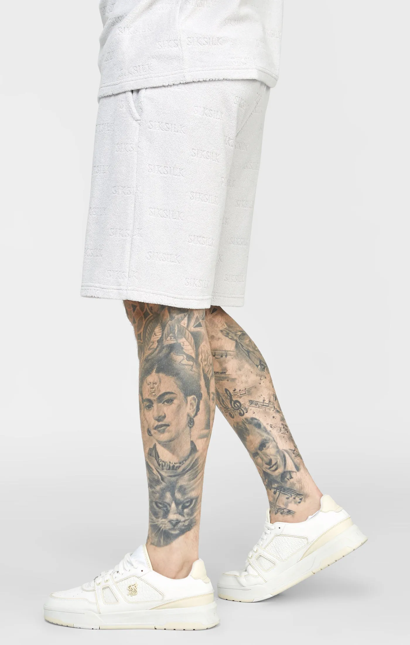 Grey Repeat Logo Towelling Short sold by Siksilk product image thumbnail 2