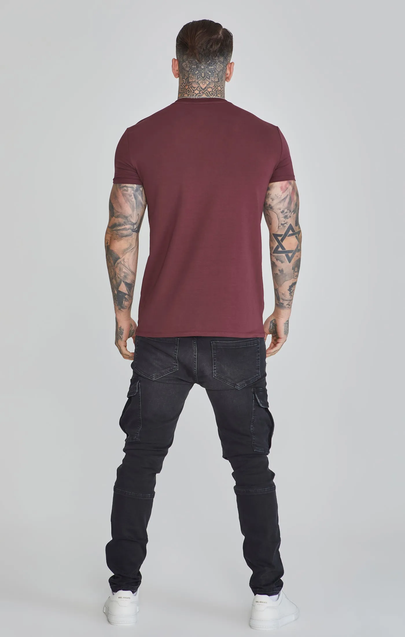 Burgundy Muscle Fit T-Shirt sold by Siksilk product image thumbnail 5