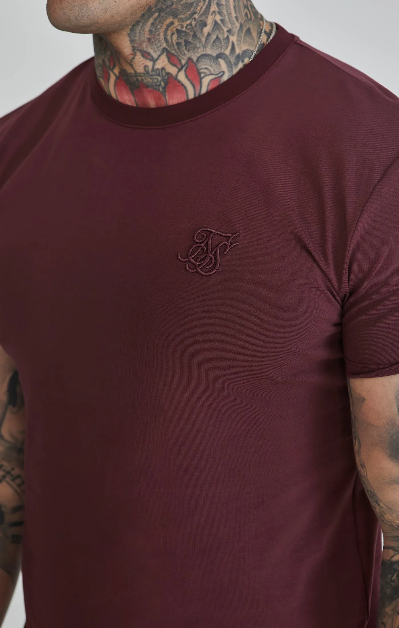 Burgundy Muscle Fit T-Shirt sold by Siksilk product image thumbnail 3