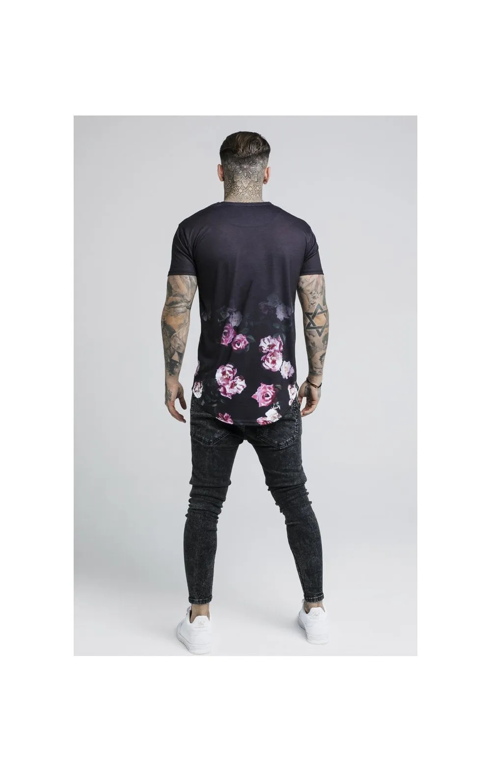 SikSilk S/S Oil Paint Fade Curved Hem Tee – Black sold by Siksilk product image thumbnail 5