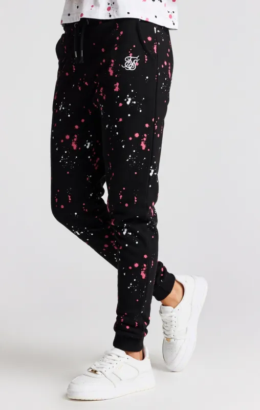 Girls Black Paint Splatter Jogger sold by Siksilk