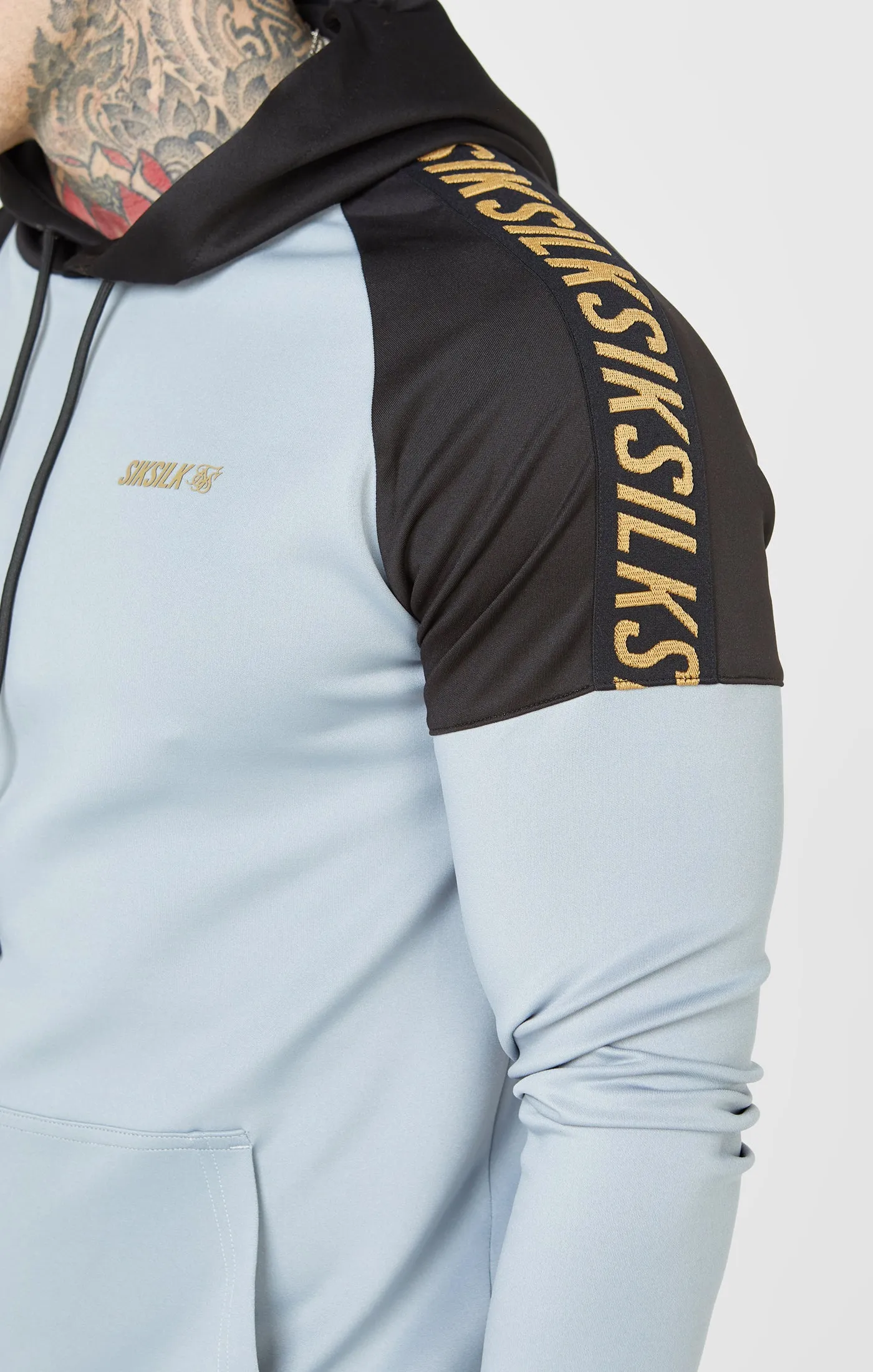 Grey Sports Panelled Overhead Hoodie sold by Siksilk product image thumbnail 2