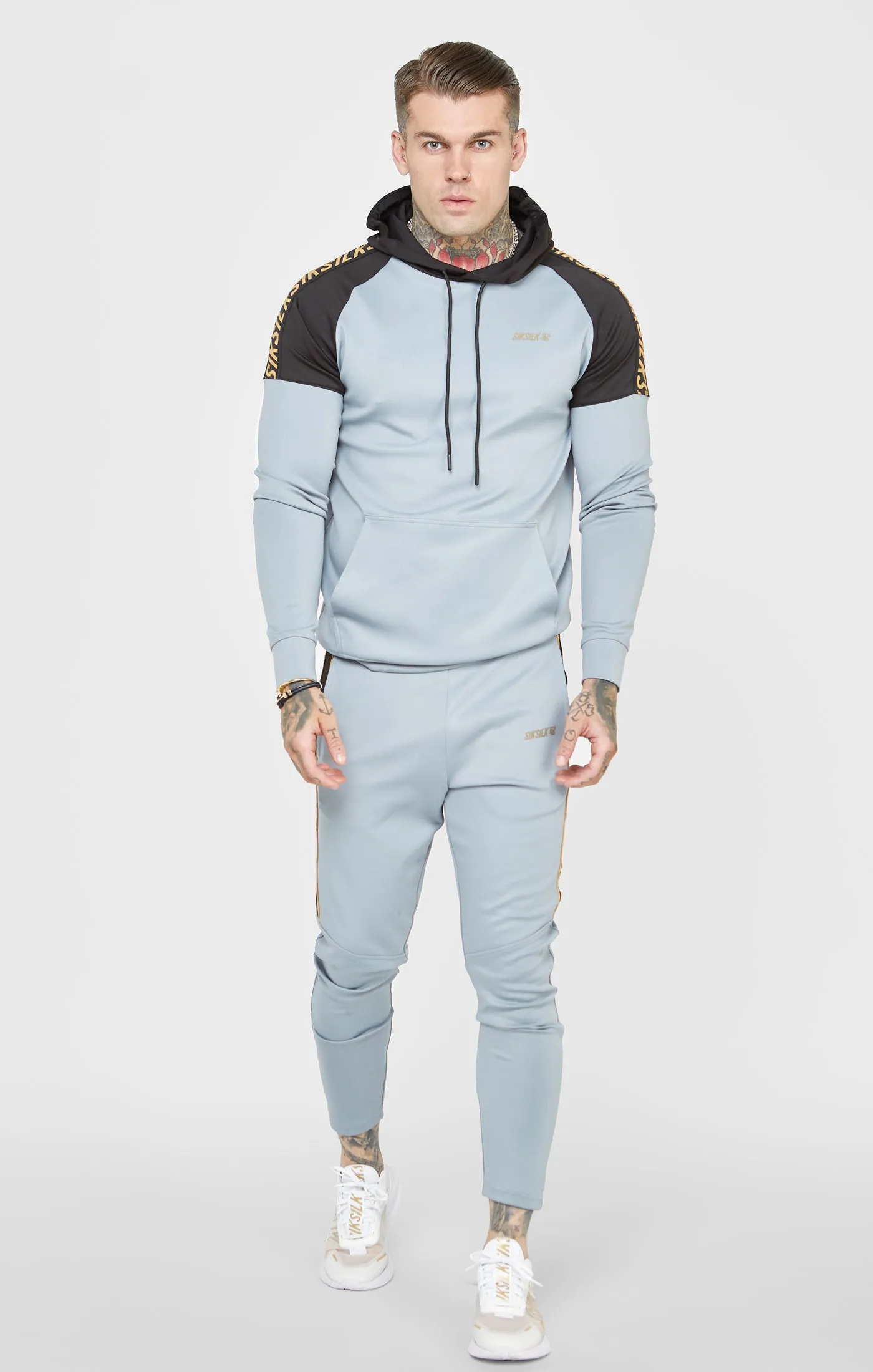 Grey Sports Panelled Overhead Hoodie sold by Siksilk product image thumbnail 3