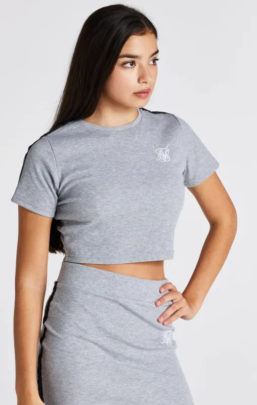 Girls Grey Marl Ribbed Crop T-Shirt sold by Siksilk