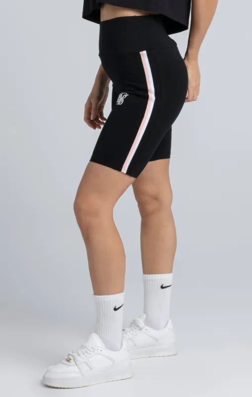 Black Varsity Tape Cycle Short sold by Siksilk