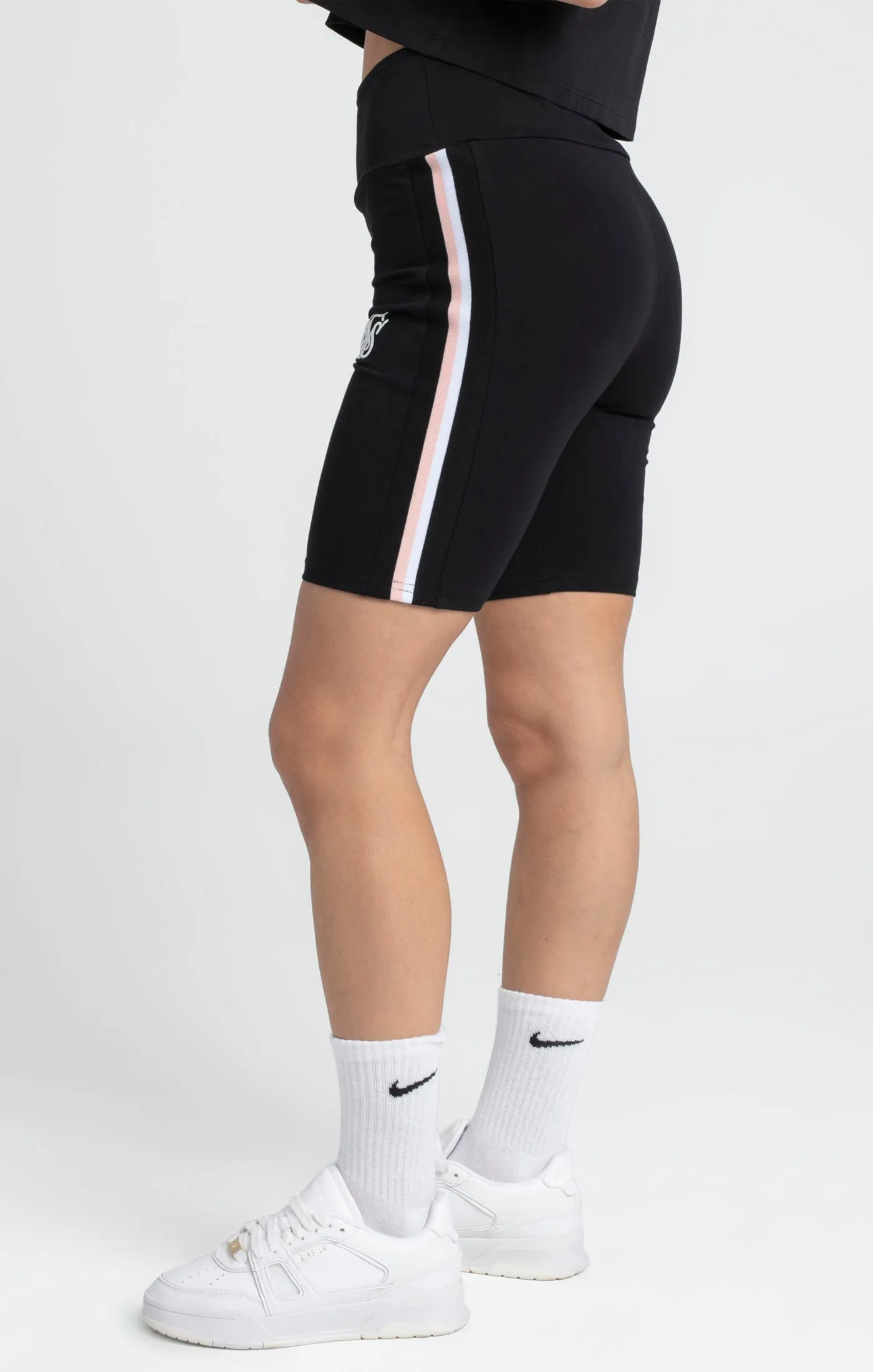 Black Varsity Tape Cycle Short sold by Siksilk product image thumbnail 3