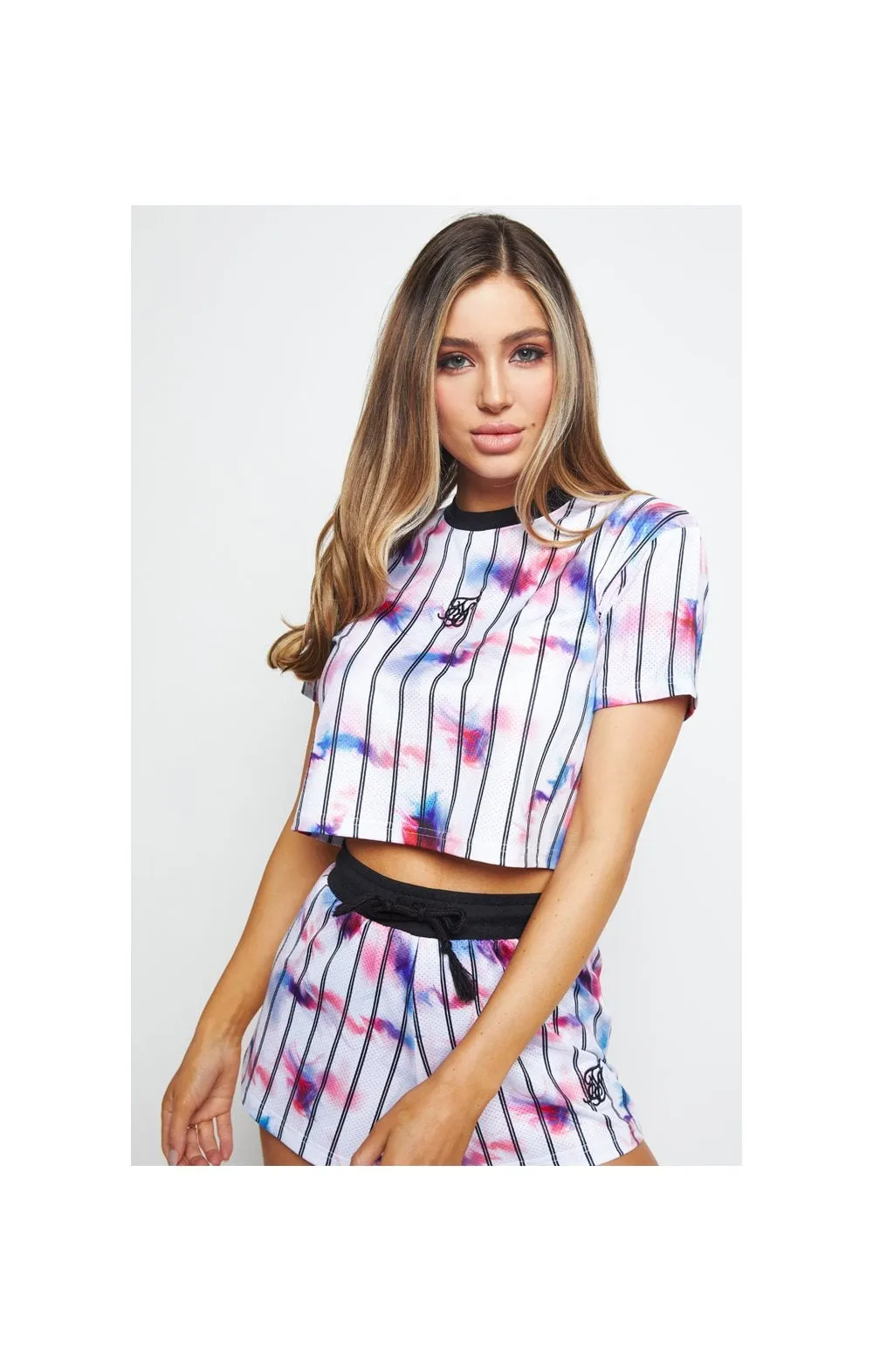 SikSilk Marble Tie Dye Crop Tee - White sold by Siksilk