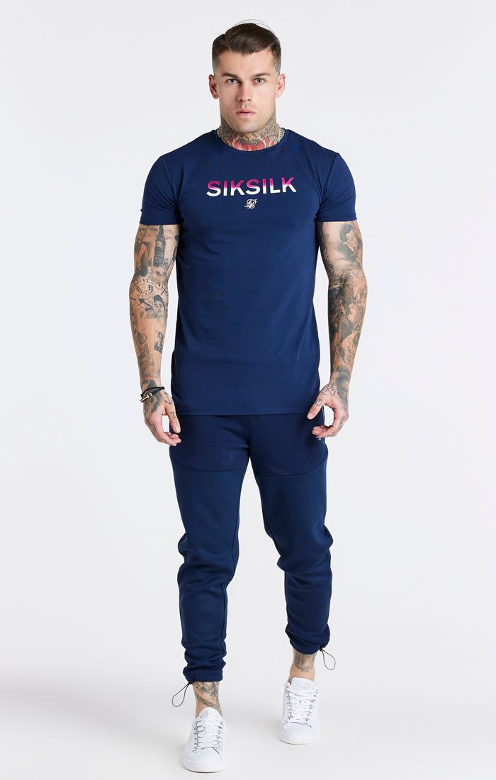 Navy Print Muscle Fit T-Shirt sold by Siksilk product image thumbnail 4