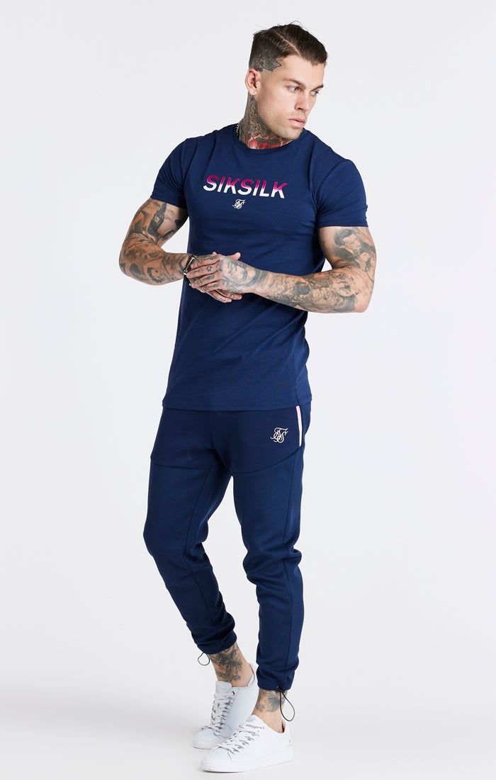 Navy Print Muscle Fit T-Shirt sold by Siksilk product image thumbnail 5