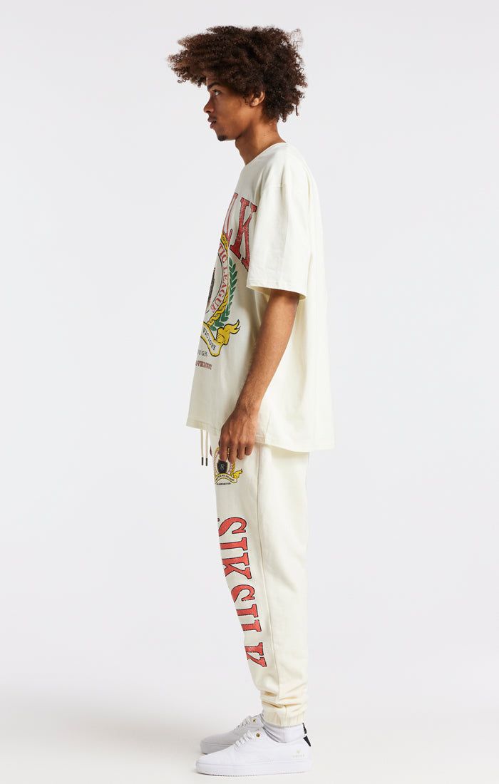 Ecru Varsity Print Oversized T-Shirt sold by Siksilk product image thumbnail 5