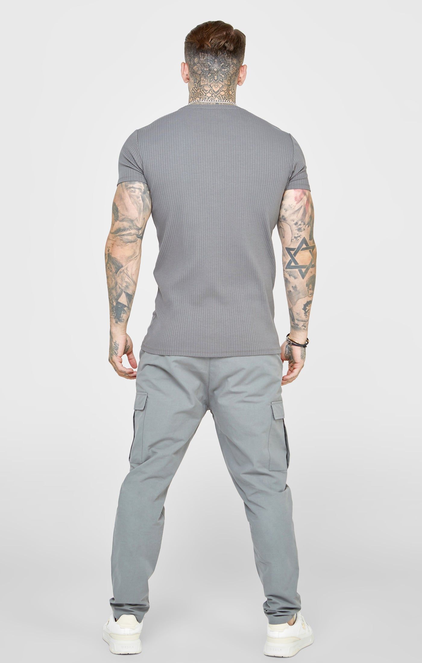Grey Rib Knit T-Shirt sold by Siksilk product image thumbnail 5