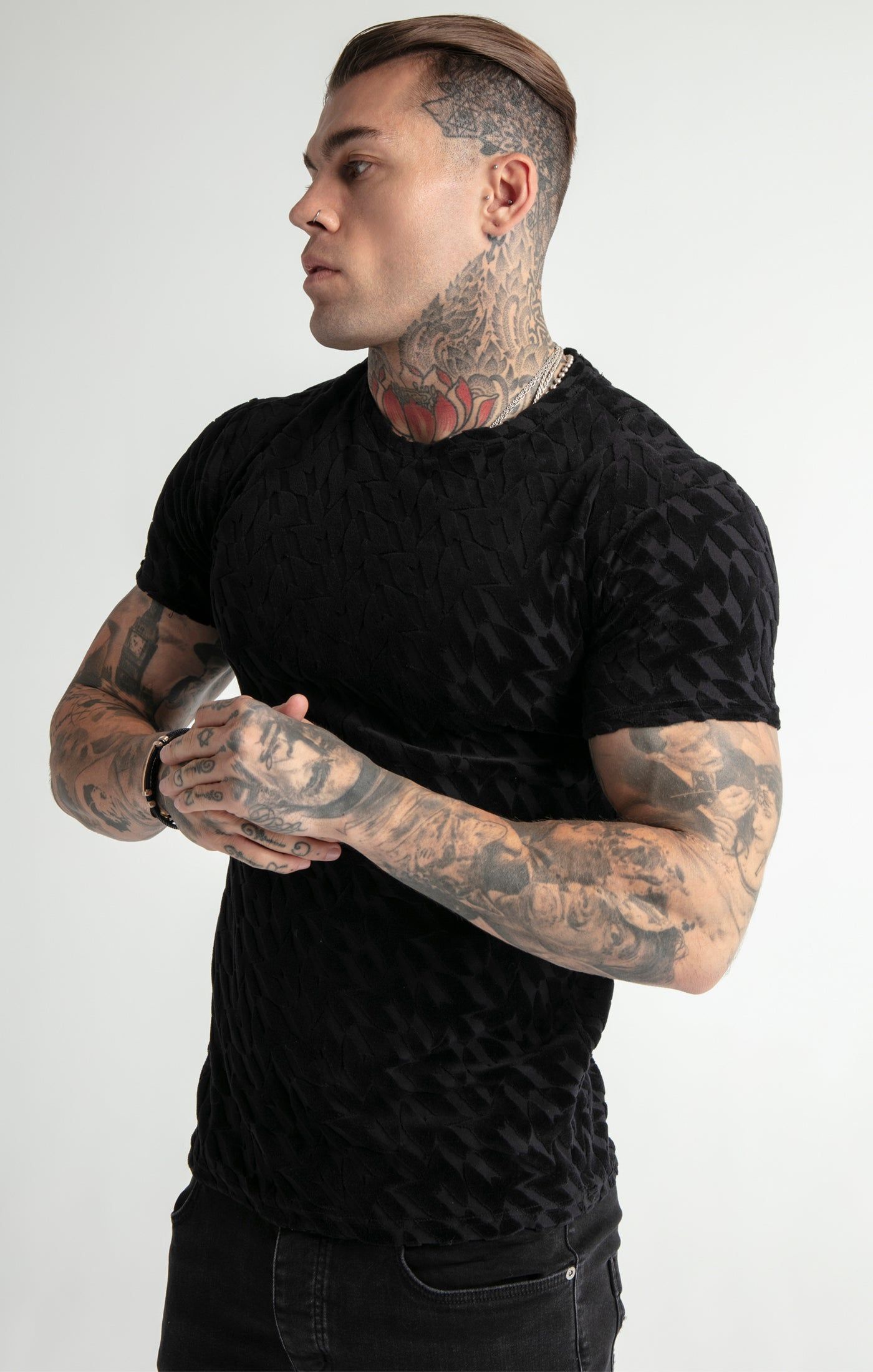 Messi x SikSilk Black Monogram T-Shirt sold by Siksilk