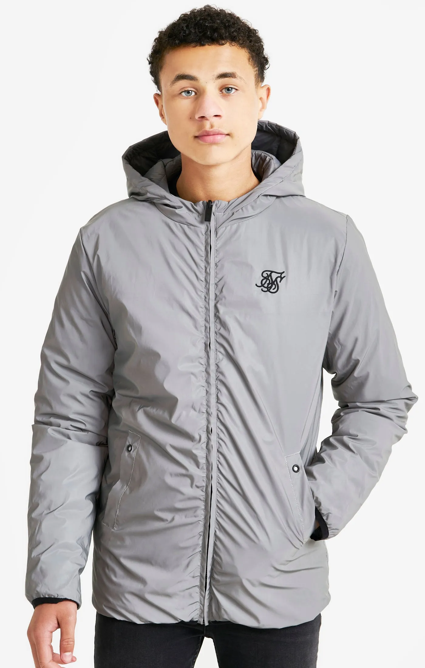 Boys Grey Reversible Bubble Jacket sold by Siksilk product image thumbnail 2