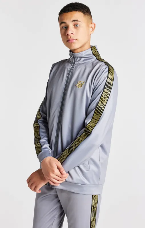 Boys Grey Taped Funnel Neck Zip Thru sold by Siksilk