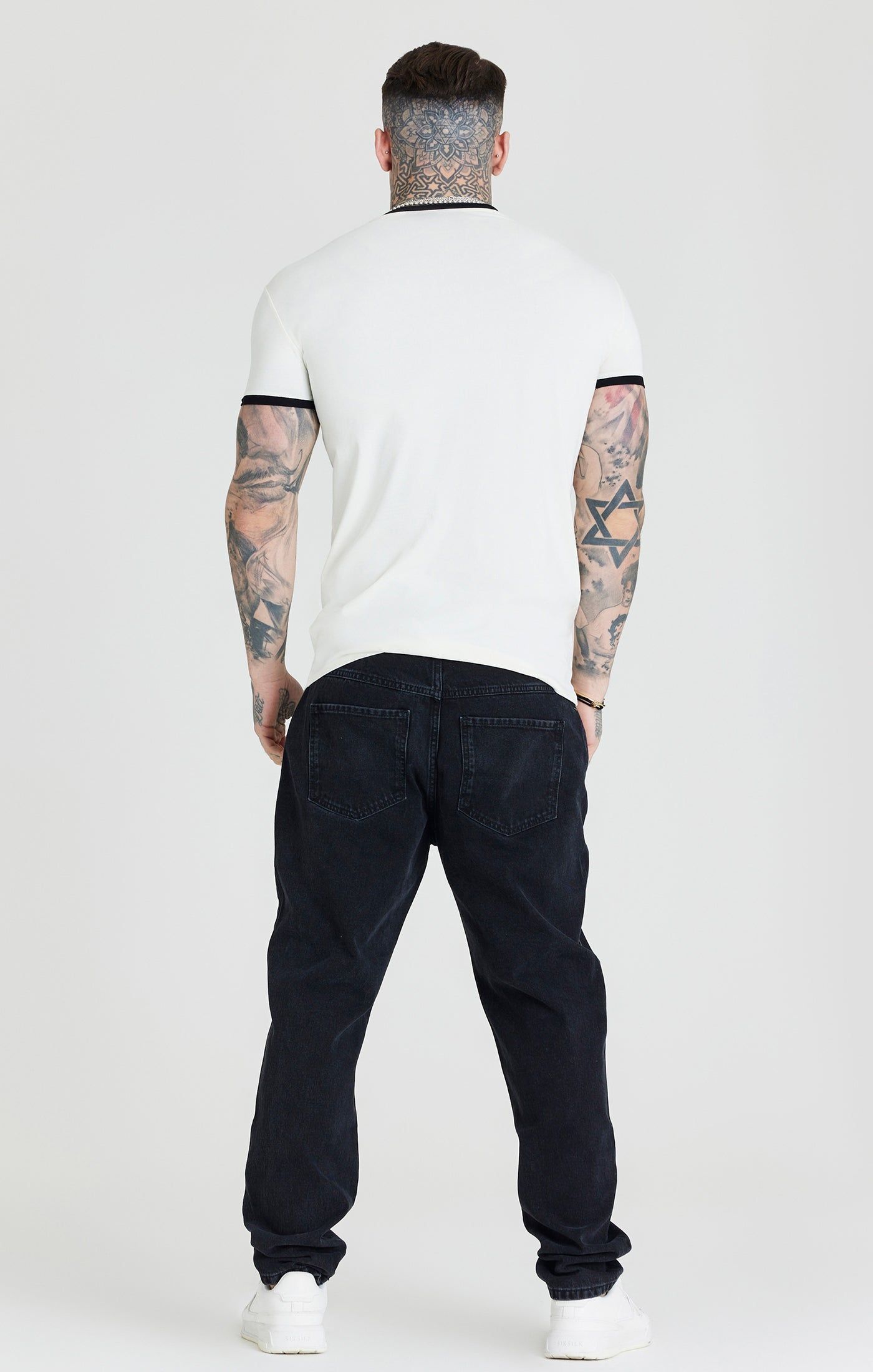 Ecru Ringer Muscle Fit T-Shirt sold by Siksilk product image thumbnail 5