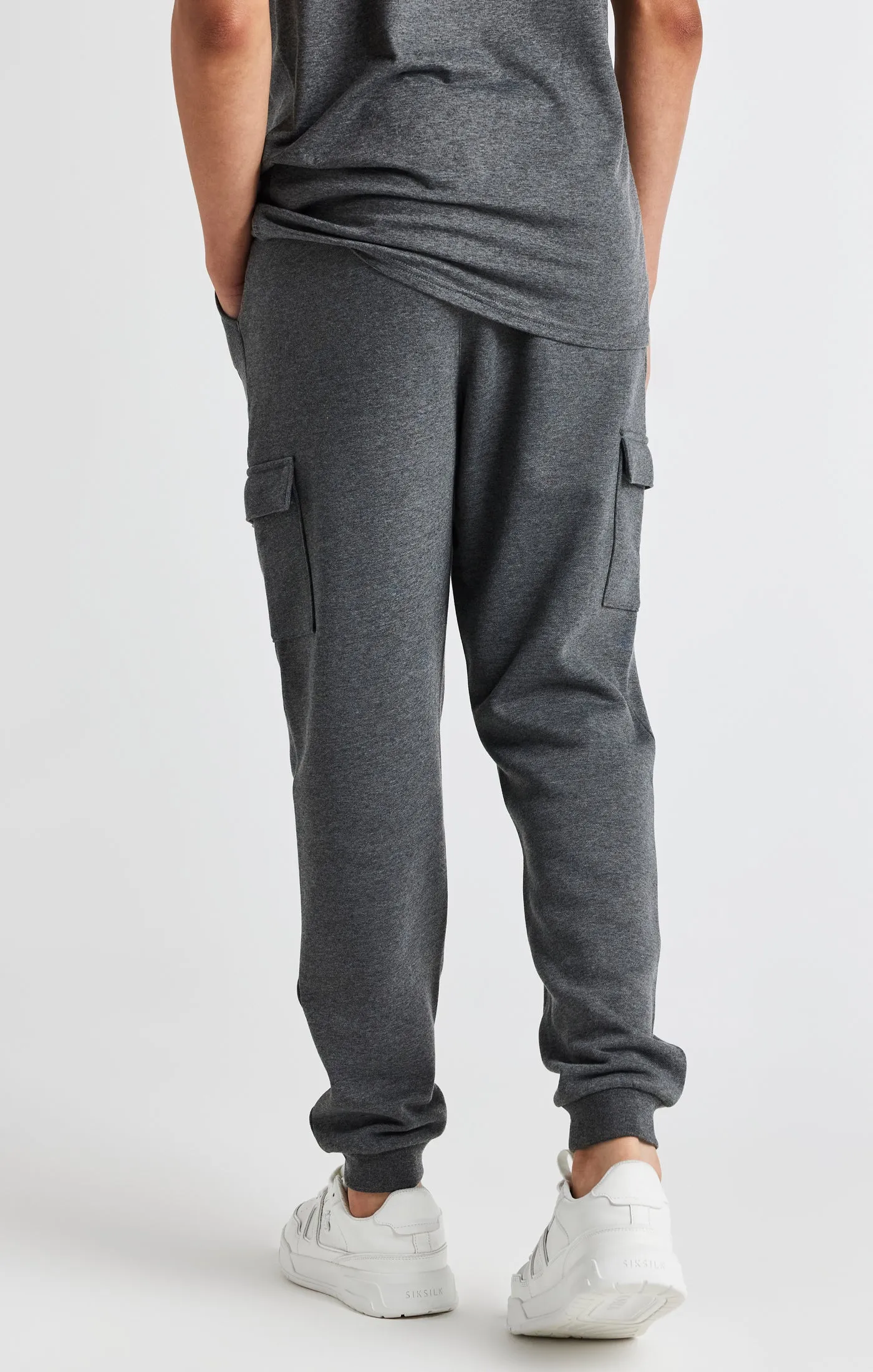 Boys Dark Grey Marl Cargo Cuffed Jogger sold by Siksilk product image thumbnail 4