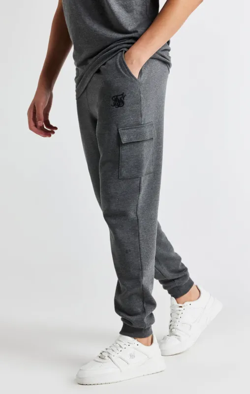 Boys Dark Grey Marl Cargo Cuffed Jogger sold by Siksilk
