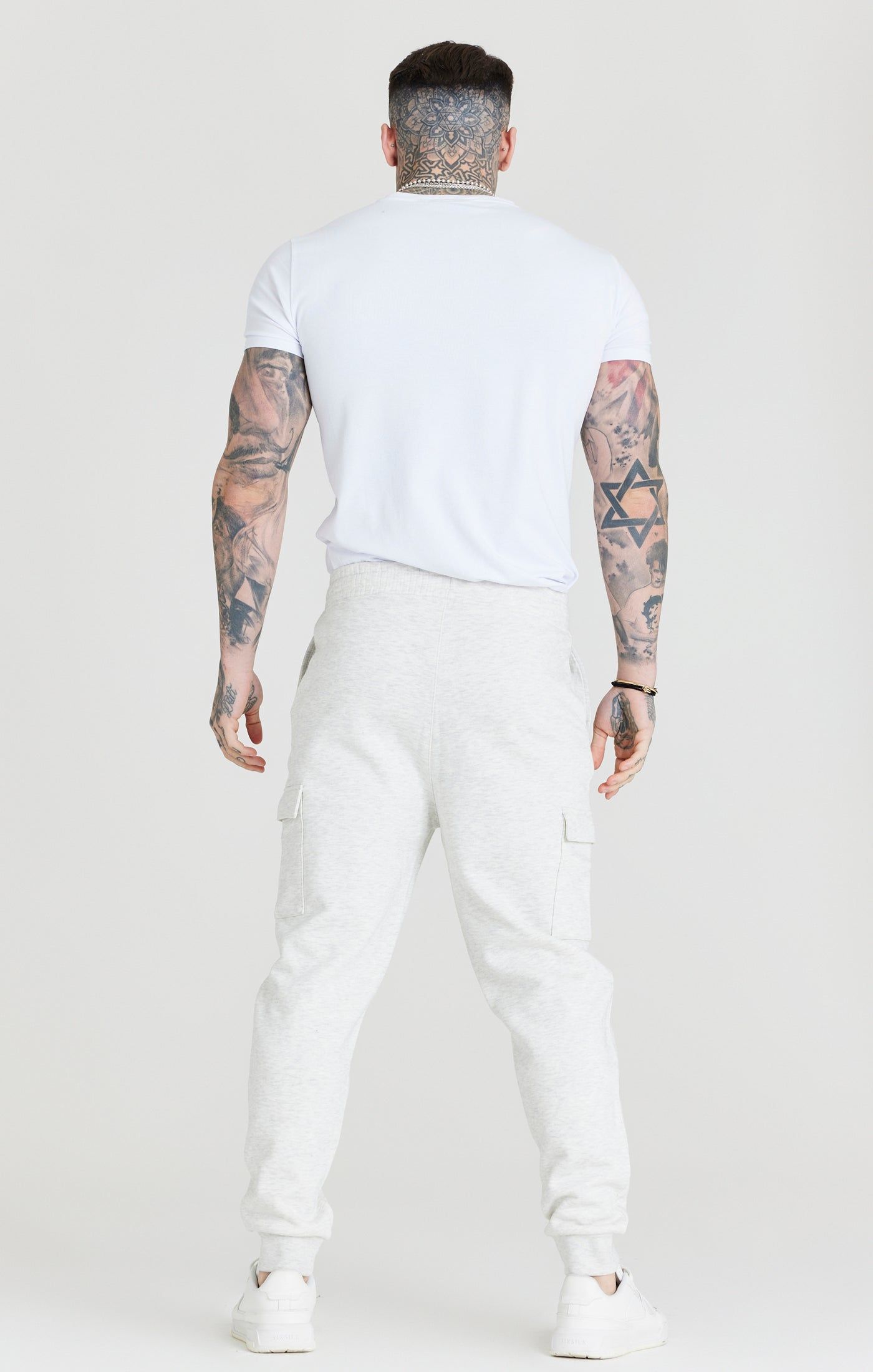Grey Marl Fleece Cargo Jogger sold by Siksilk product image thumbnail 6
