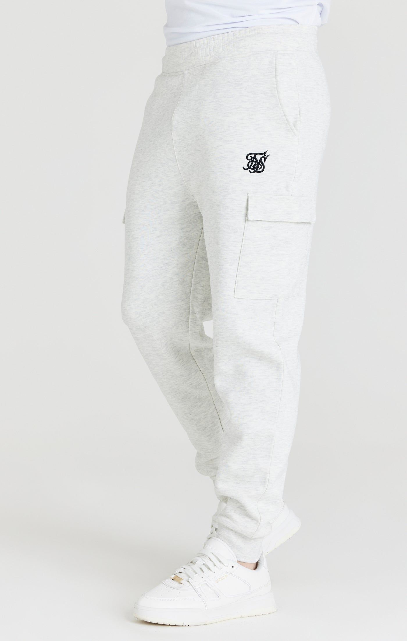 Grey Marl Fleece Cargo Jogger sold by Siksilk