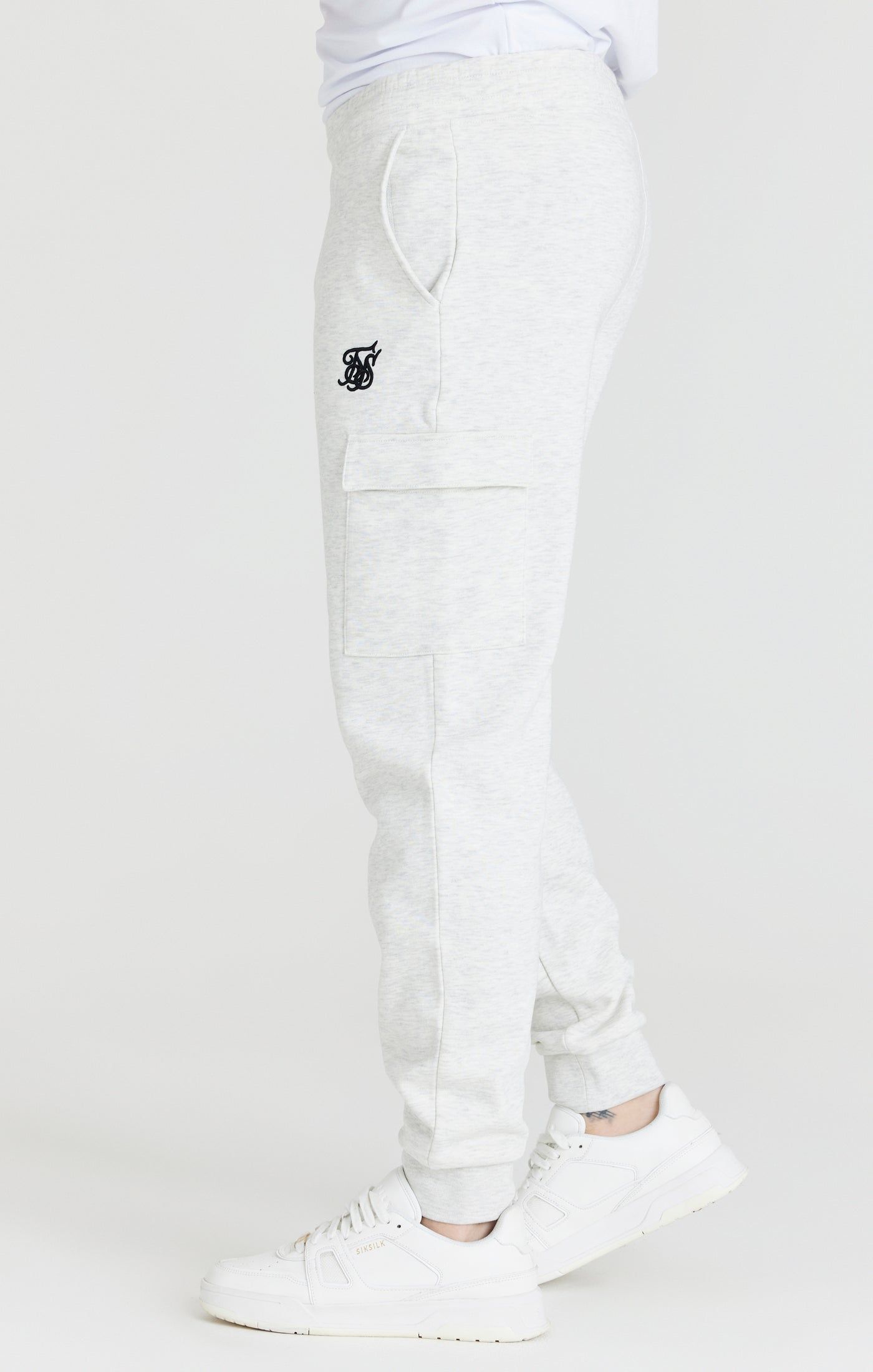 Grey Marl Fleece Cargo Jogger sold by Siksilk product image thumbnail 2