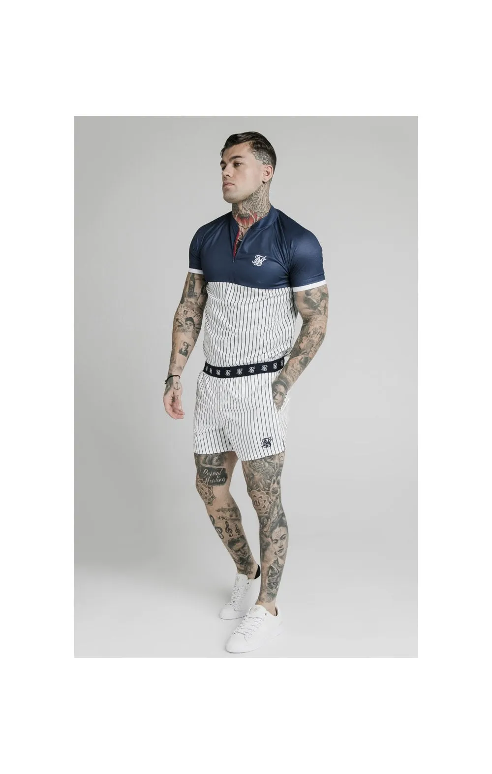 SikSilk S/S Pinstripe Baseball Tee - Navy & White sold by Siksilk product image thumbnail 3