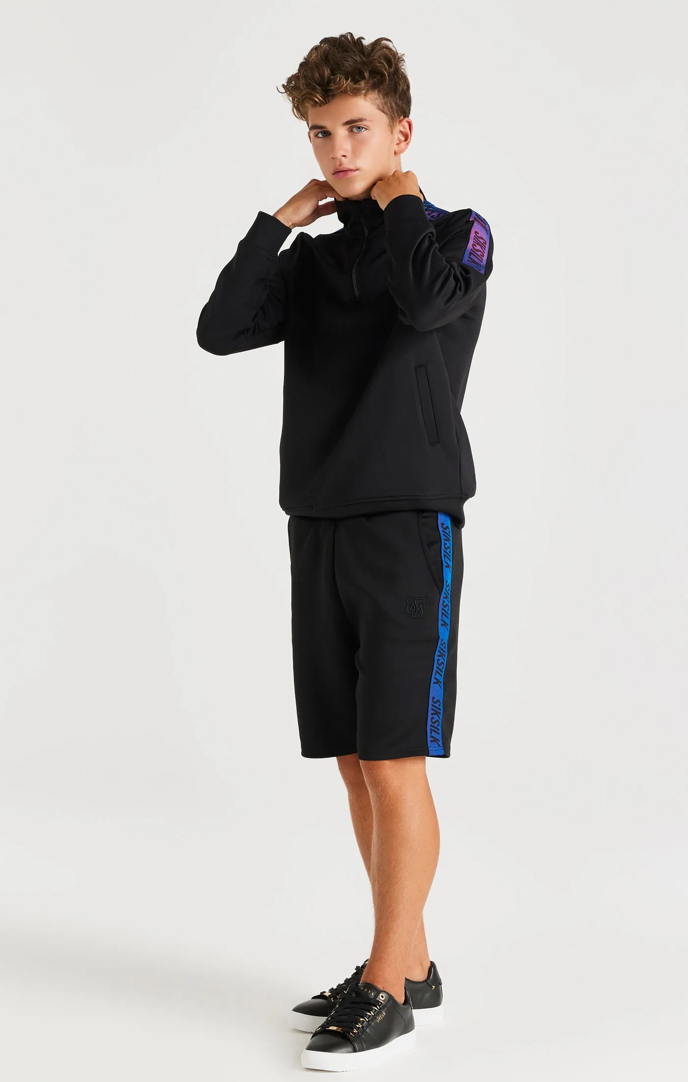 SikSilk Iridescent 1/4 Zip Funnel Neck - Black sold by Siksilk product image thumbnail 3