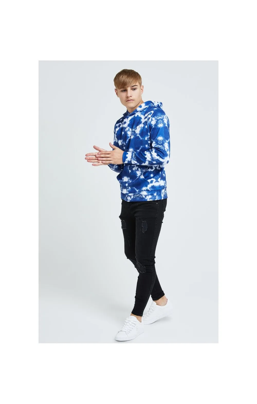Illusive London Tie Dye Print Hoodie - Blue & White sold by Siksilk product image thumbnail 4