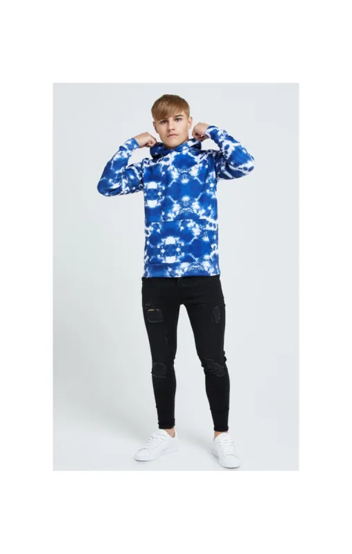 Illusive London Tie Dye Print Hoodie - Blue & White sold by Siksilk