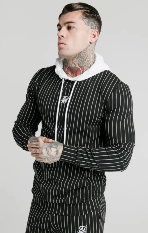 SikSilk Muscle Fit Overhead Hoodie - Black & White sold by Siksilk