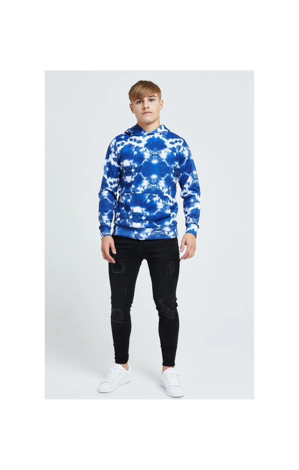 Illusive London Tie Dye Print Hoodie - Blue & White sold by Siksilk product image thumbnail 3