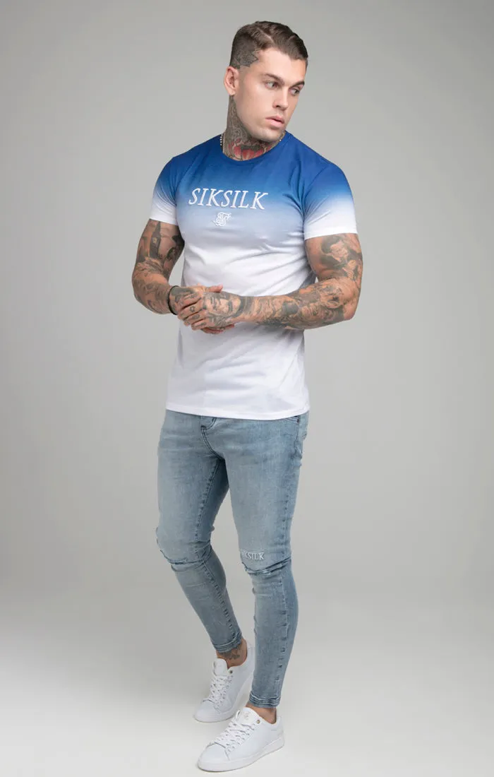 Blue High Fade Embroidered Muscle Fit T-Shirt sold by Siksilk product image thumbnail 5