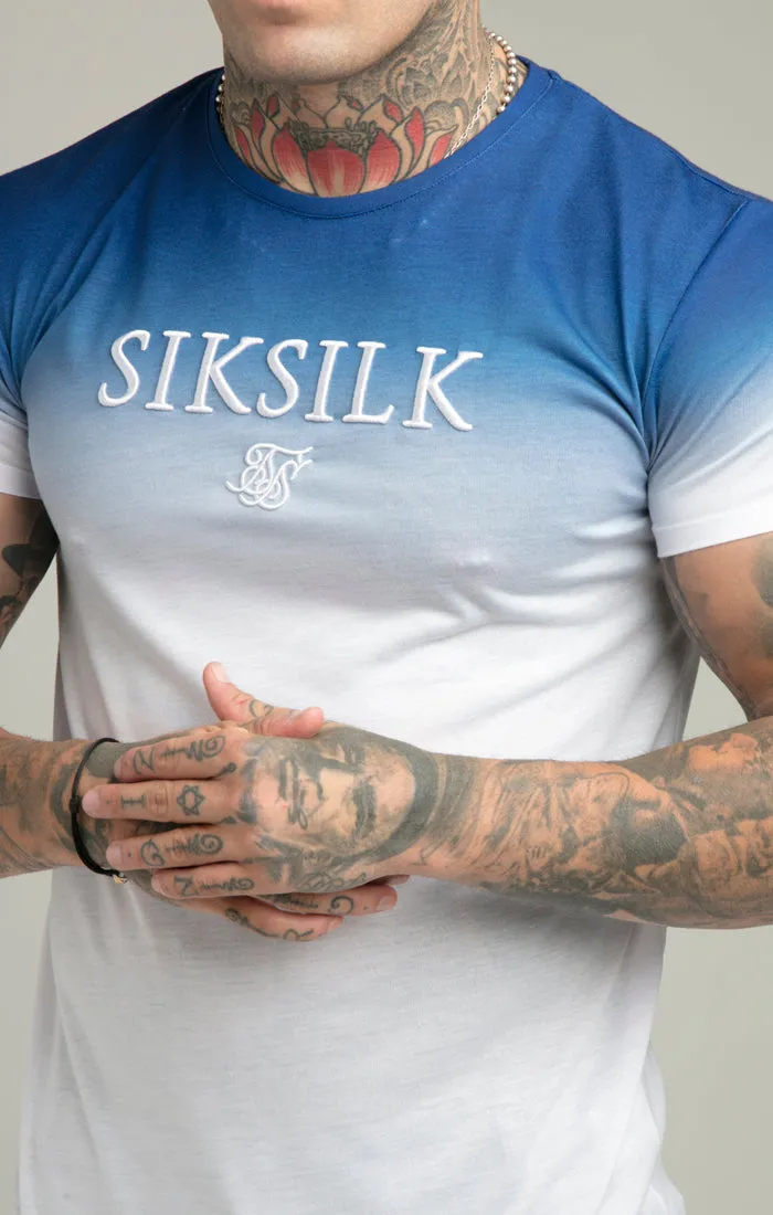 Blue High Fade Embroidered Muscle Fit T-Shirt sold by Siksilk product image thumbnail 3