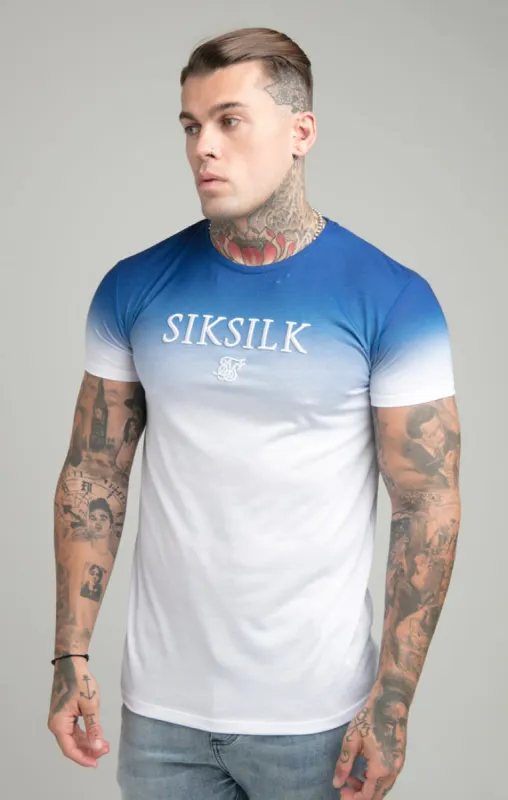 Blue High Fade Embroidered Muscle Fit T-Shirt sold by Siksilk
