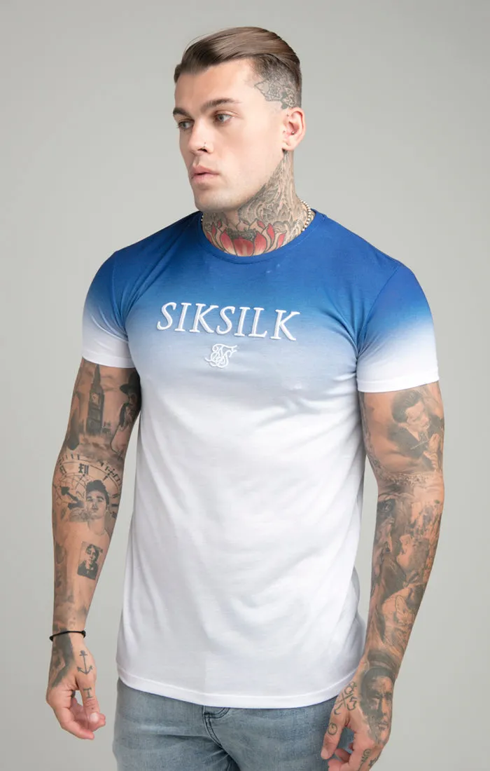 Blue High Fade Embroidered Muscle Fit T-Shirt sold by Siksilk
