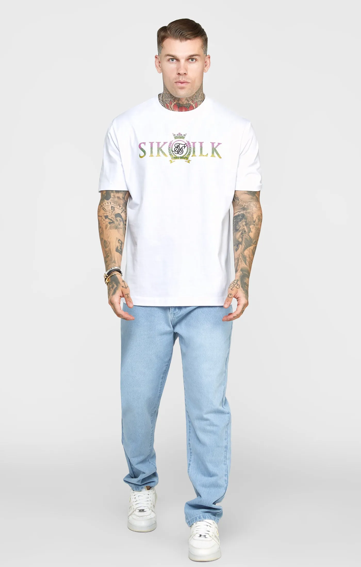 White Rhinestone Oversized T-Shirt sold by Siksilk product image thumbnail 3