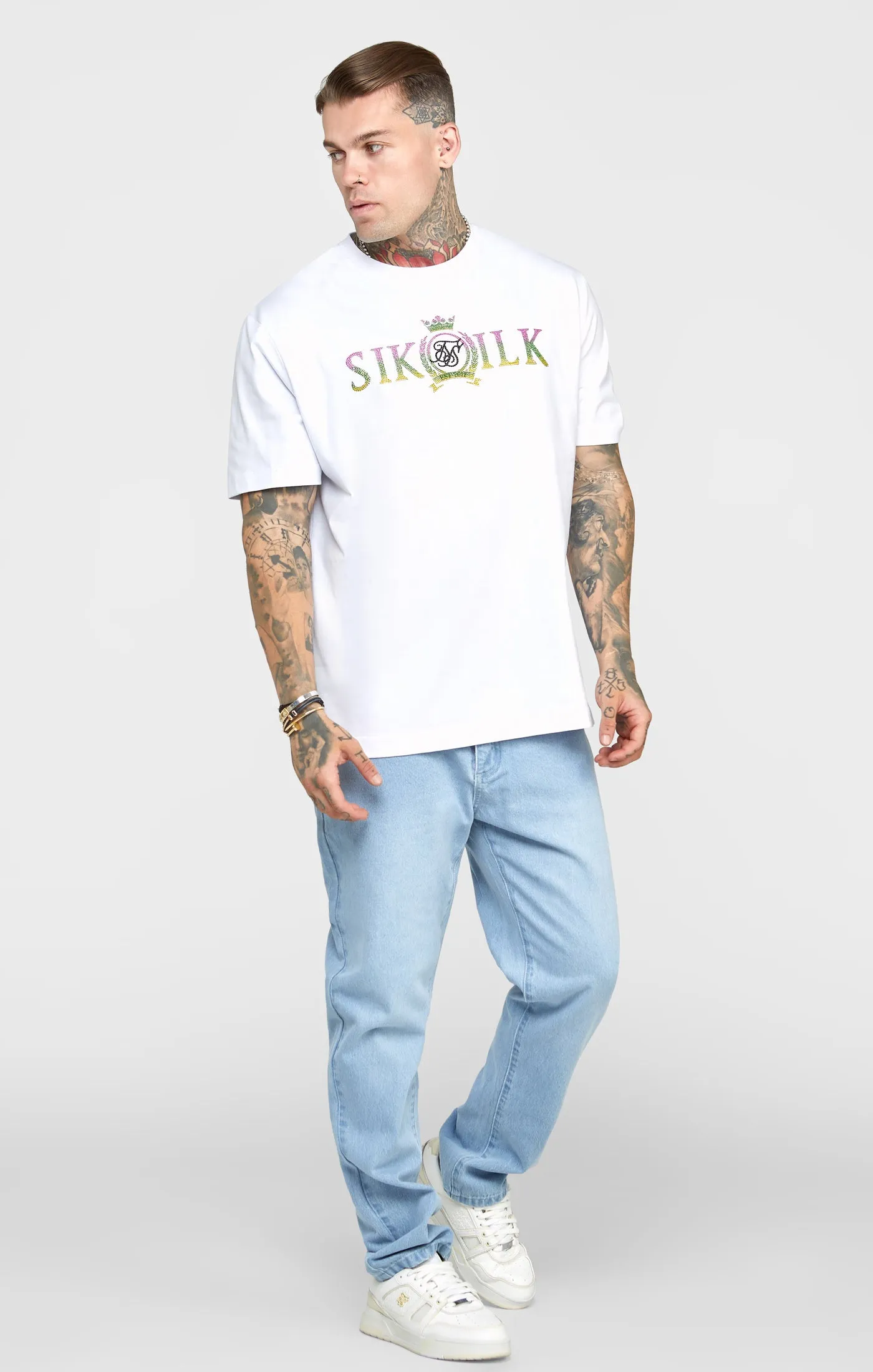 White Rhinestone Oversized T-Shirt sold by Siksilk product image thumbnail 4