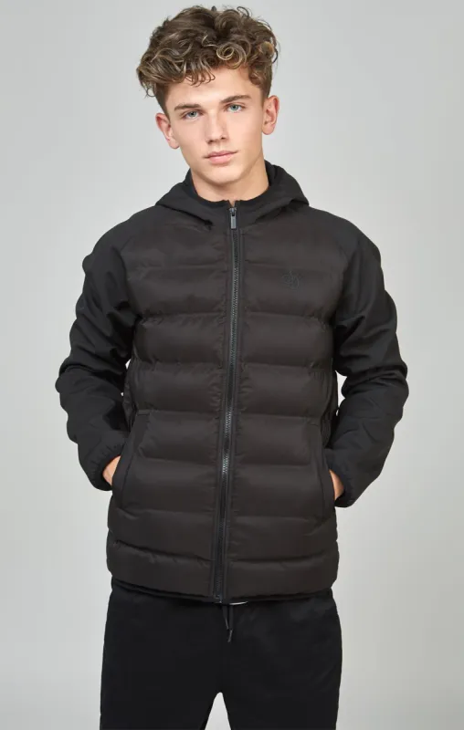 Boys Black Neoprene Sleeve Bubble Jacket sold by Siksilk