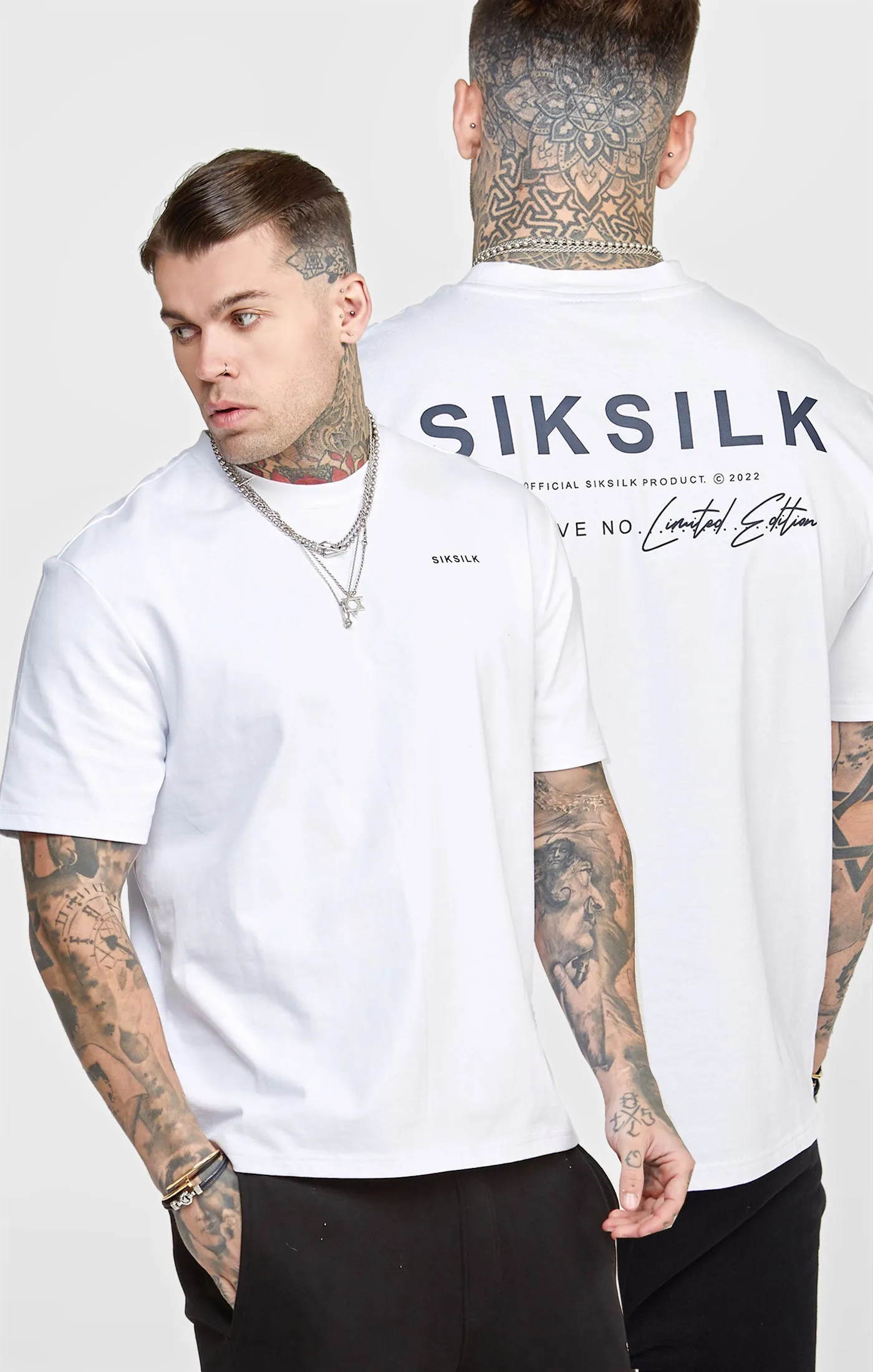 White Oversized Back Logo T-Shirt sold by Siksilk