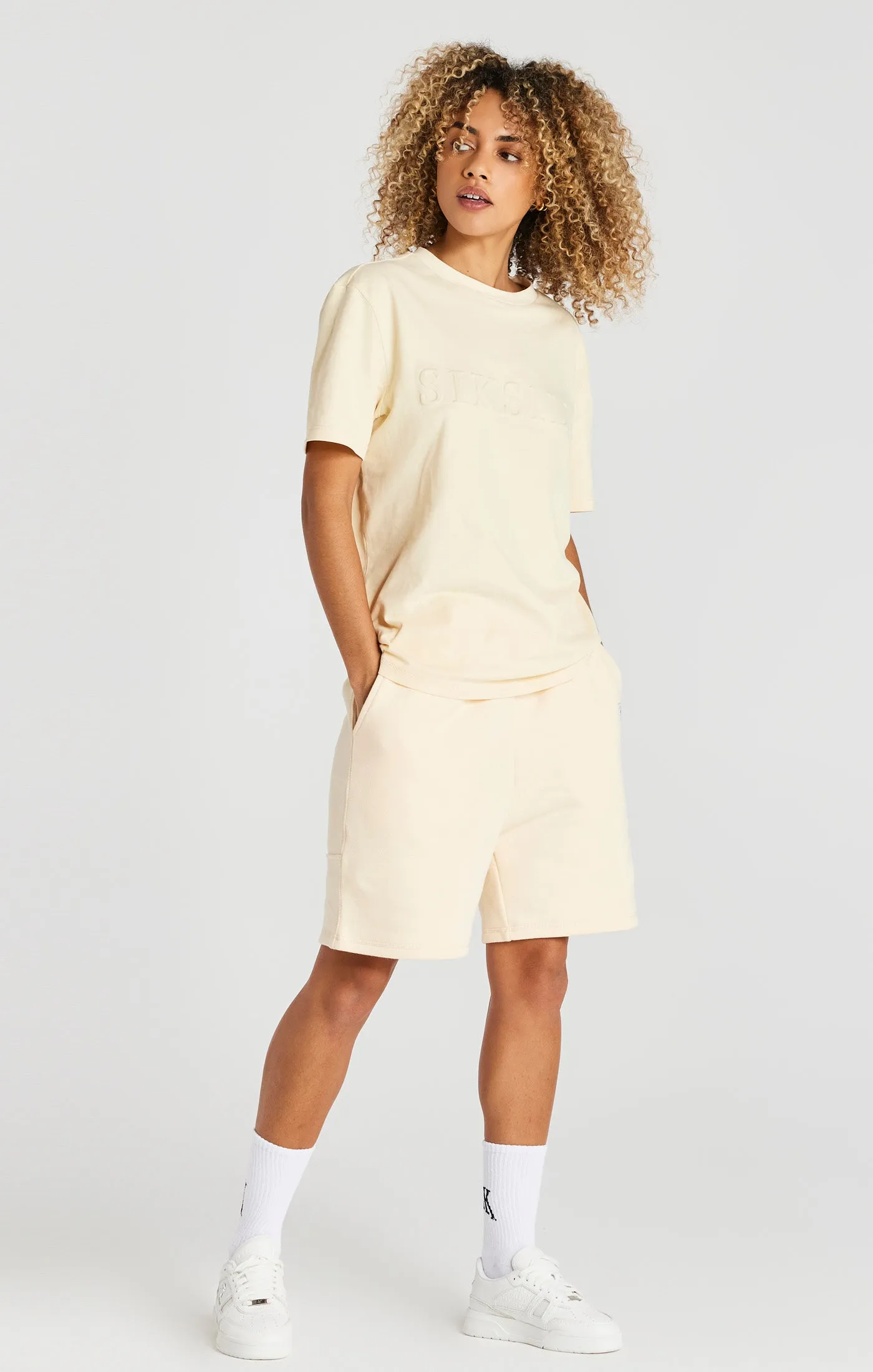 Ecru Embossed Relaxed Fit T-Shirt sold by Siksilk product image thumbnail 3