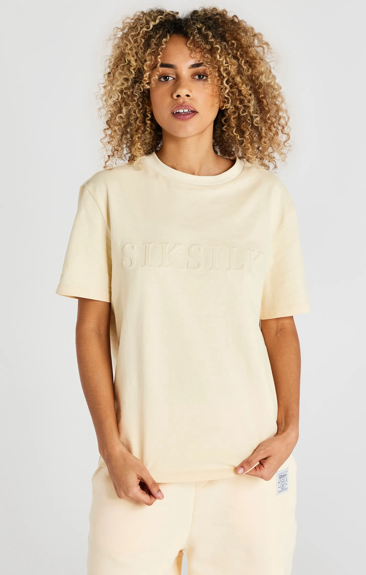 Ecru Embossed Relaxed Fit T-Shirt sold by Siksilk product image thumbnail 2