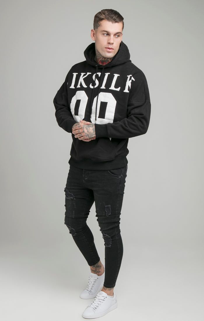 Black Drop Shoulder Relaxed Fit Hoodie sold by Siksilk product image thumbnail 3
