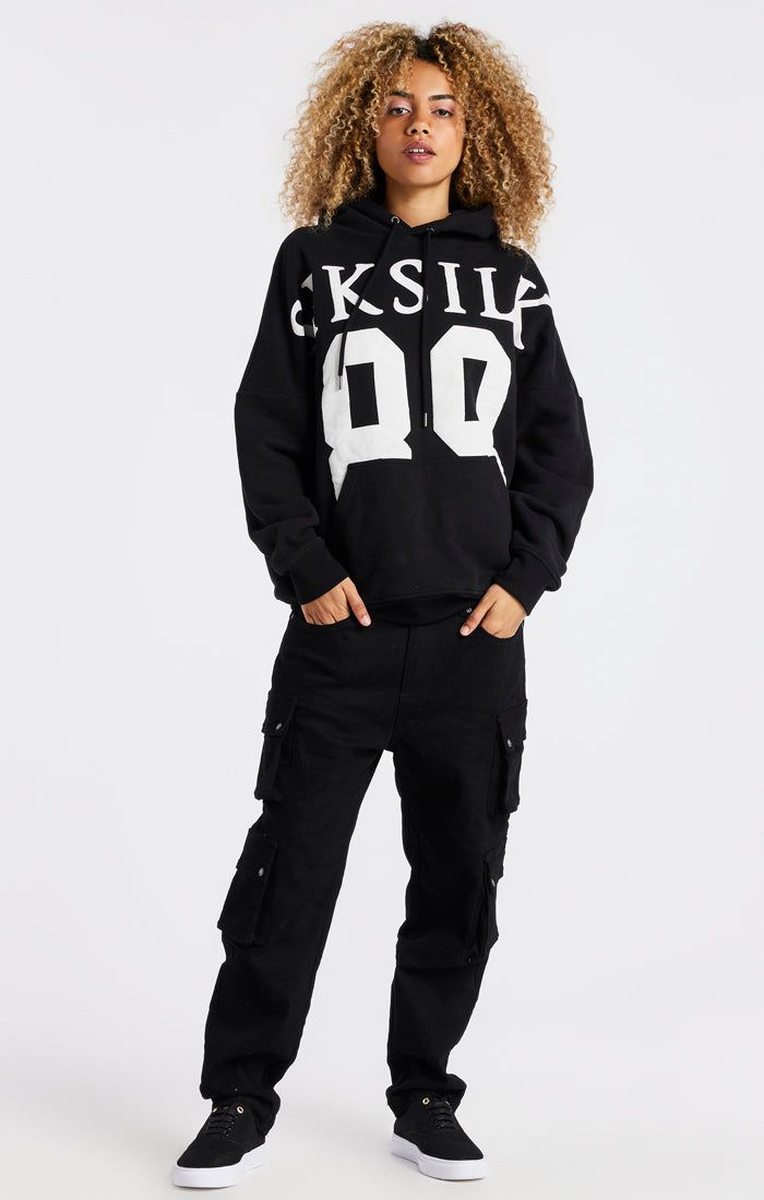 Black Drop Shoulder Relaxed Fit Hoodie sold by Siksilk product image thumbnail 5